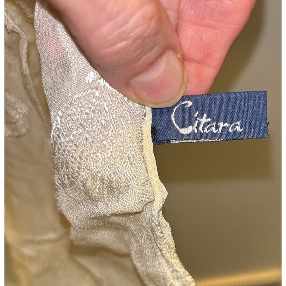Vintage Citara Sheer Cream Embroidered Butterfly Scarf - Picture 5 of 5